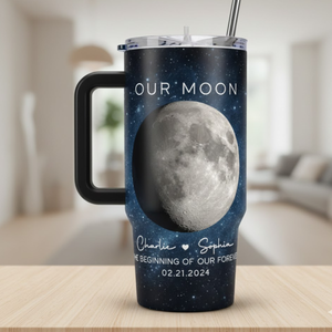Our Moon Couple Moon Phase - Personalized Tumbler 40oz - Anniversary Gift For Him Gift For Her