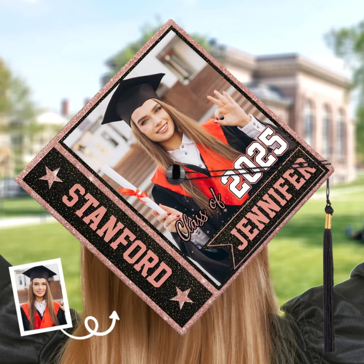 Custom Photo Chase Your Next Adventure - Personalized Graduation Cap Topper - Graduation Gift