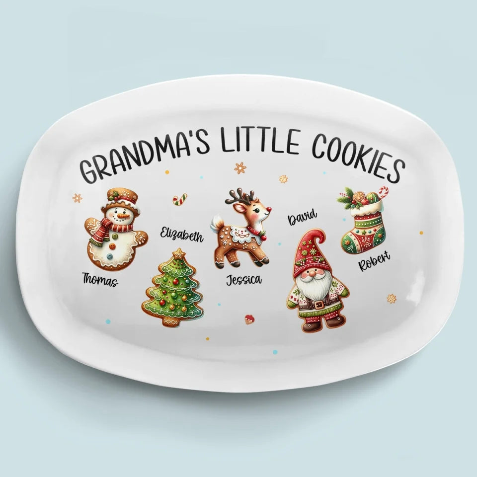 Mom & Grandma's Little Cookies Characters - Personalized Platter - Christmas Gift For Mom, Grandma