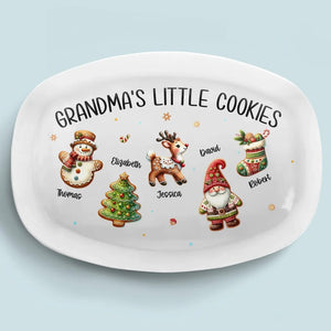 Mom & Grandma's Little Cookies Characters - Personalized Platter - Christmas Gift For Mom, Grandma
