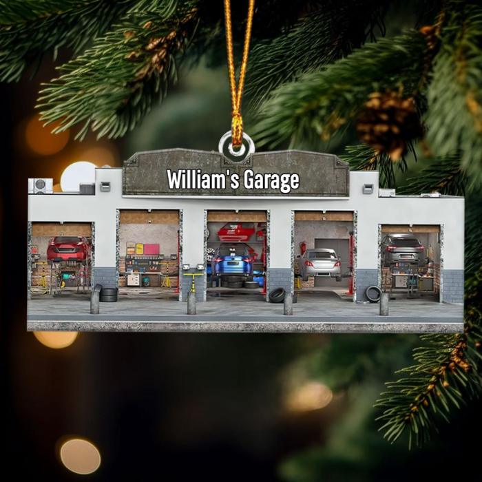 Mechanic Garage Shop - Personalized Acrylic Ornament - Christmas Gift For Mechanic, Car Garage
