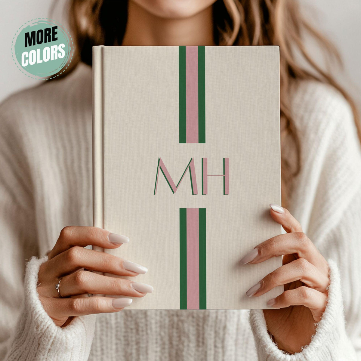 Personalized Hardcover Journal With Name Custom Initials Notebook Diary, Gratitude or Company Gift, Wedding Bridal Party Gift Mothers Day