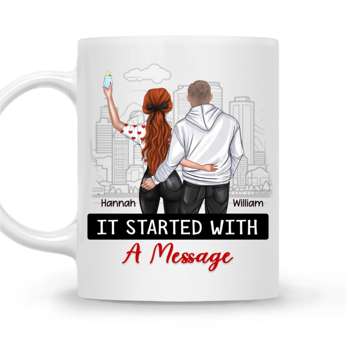 It Started With A Message - Personalized Mug - Anniversary Gift, Valentine's Day Gift For Couple