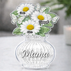 Custom Daisy Acrylic Block, Personalized Mother's Day Gift for Mom & Grandma with Kids' Names