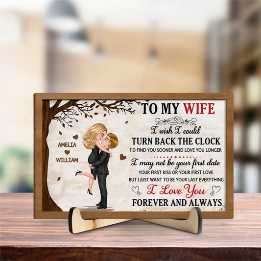 I Love You Forever And Always - Personalized Wooden Plaque - Valentine's Day Gift For Couple