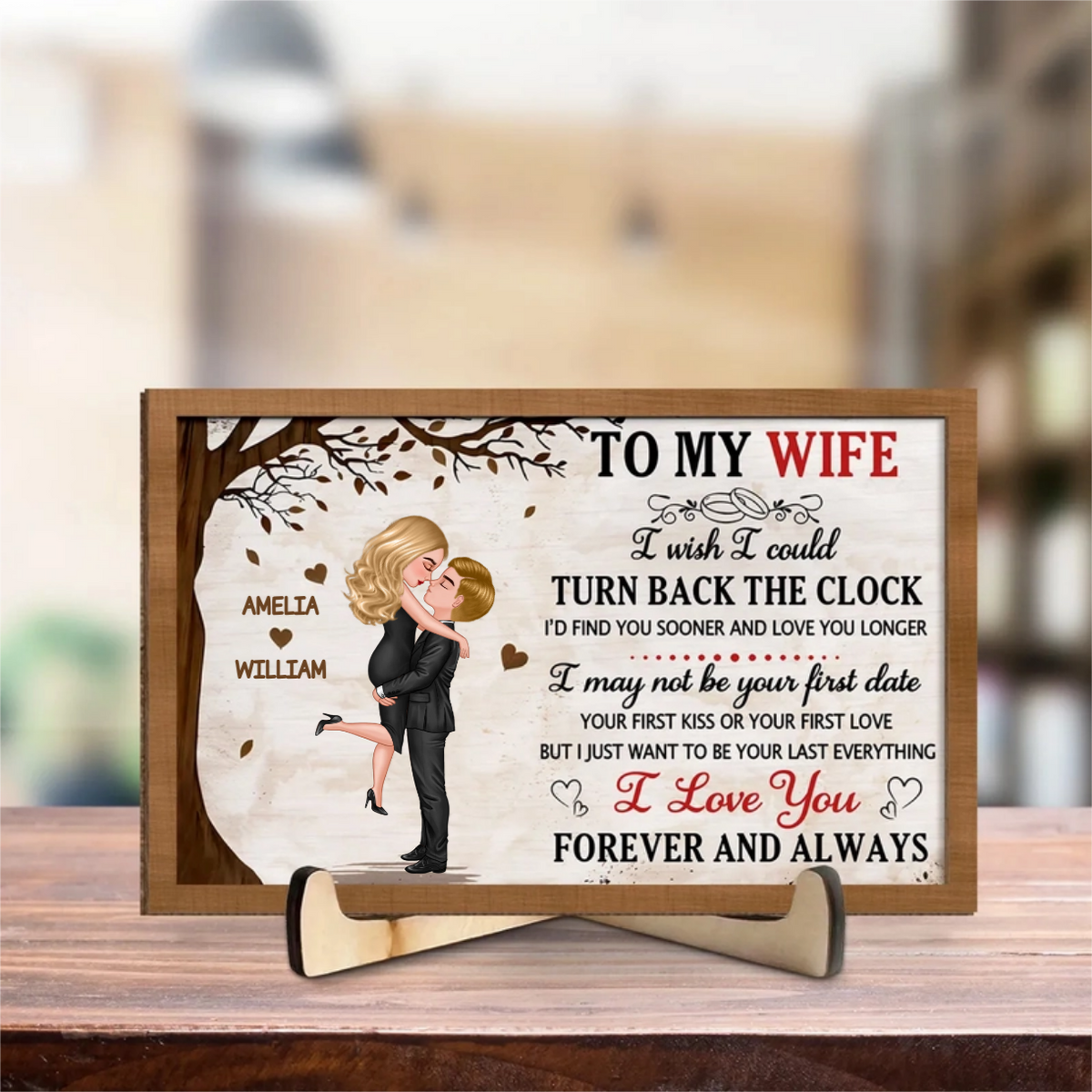 I Love You Forever And Always - Personalized Wooden Plaque - Valentine's Day Gift For Couple