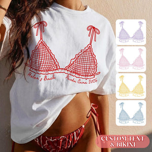 Personalized Bikini Bachelorette Shirt, Custom Beach Bach Party Shirt, Coastal Bachelorette Shirt, Bridal Party Shower Gift, Bachelor Shirt
