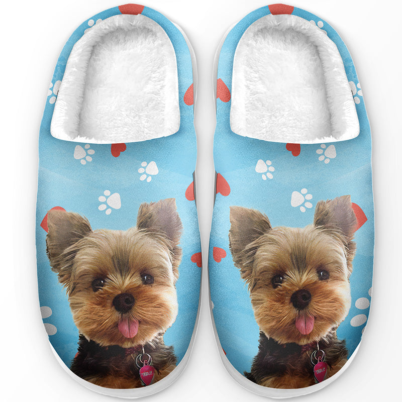 Custom Photo Pawsitively Chilly Merry And Bright - Personalized Fleece Slipper - Christmas Gift For Per Owners