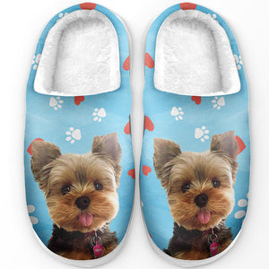 Custom Photo Pawsitively Chilly Merry And Bright - Personalized Fleece Slipper - Christmas Gift For Per Owners