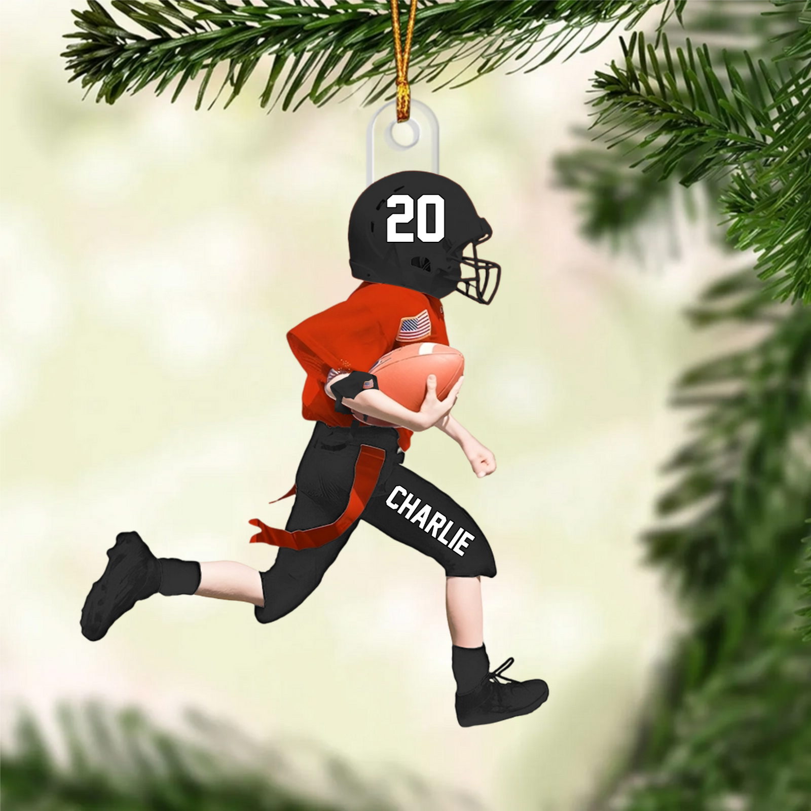 Personalized American Football Kid Christmas Ornament, Christmas Gift for Son