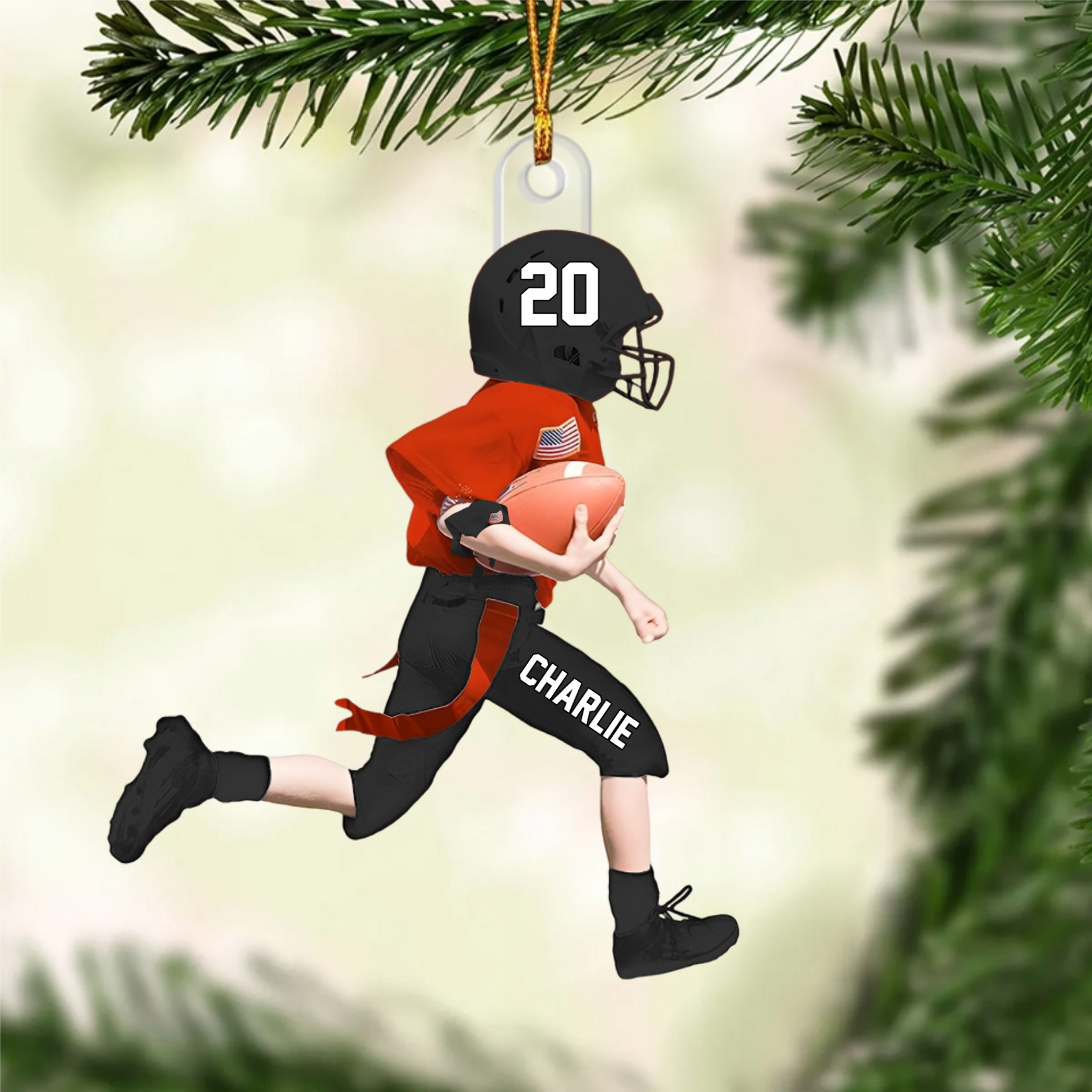Personalized American Football Kid Christmas Ornament, Christmas Gift for Son