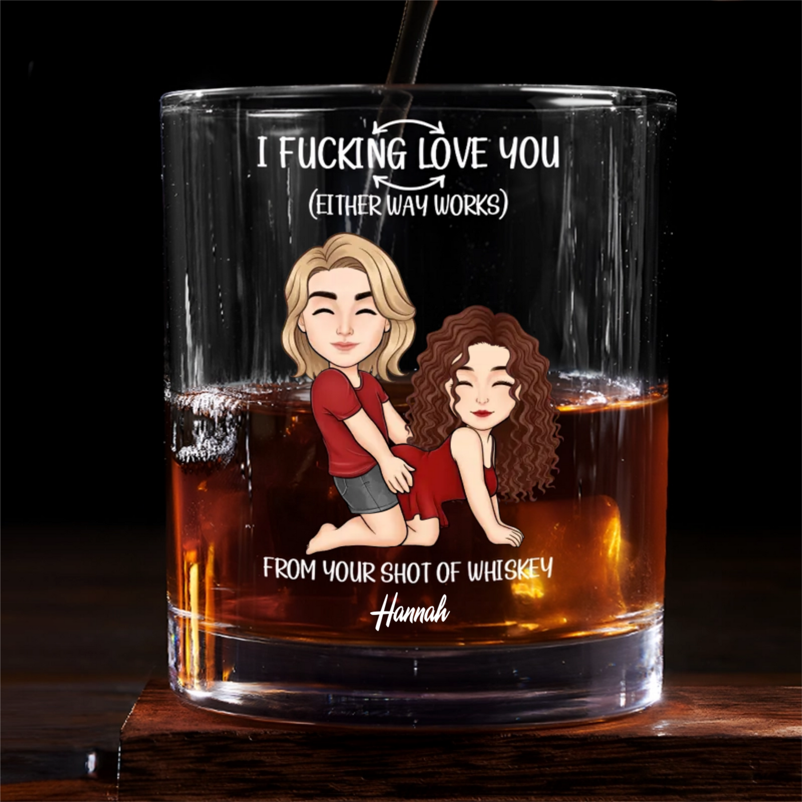 From Your Shot Of Whiskey - Personalized Whiskey Glass - Anniversary Gift, Valentine's Day Gift For Couple