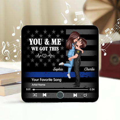 Couple Portrait, Firefighter, Nurse, Police Officer, Military, Personalized Music Fridge Magnet - Gift by Occupation For Couple