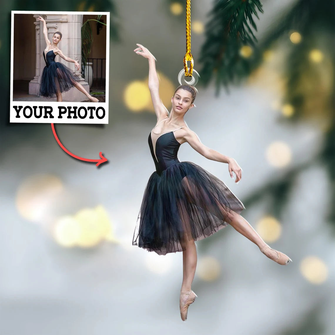 Custom Photo Gifts For Ballerina, Upload Ballet Photo Christmas Ornament