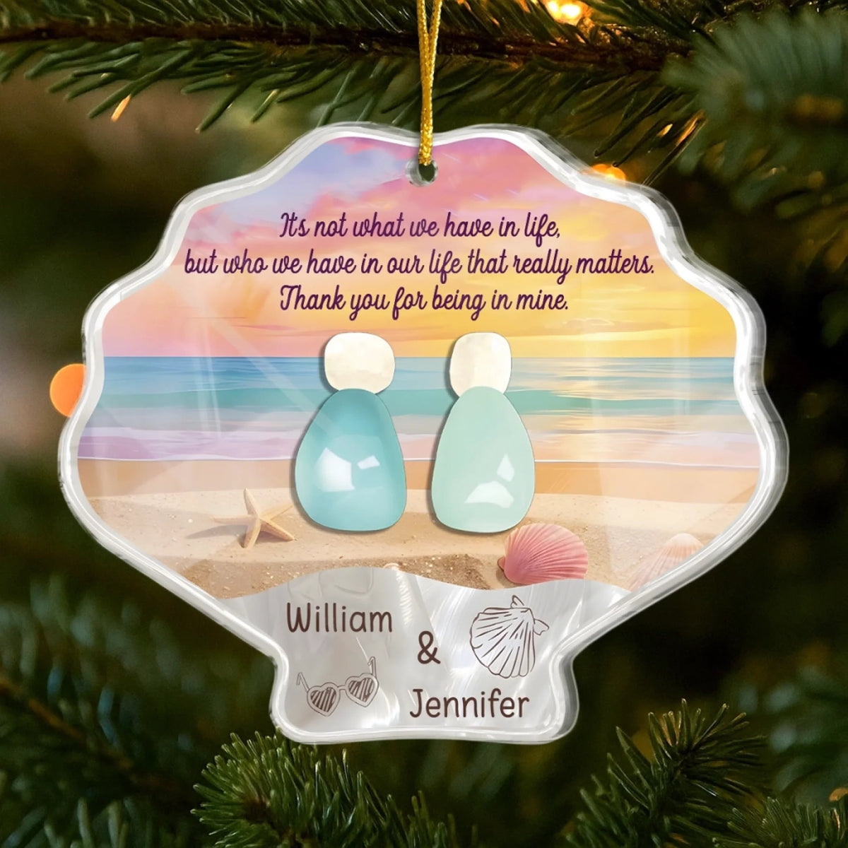 Thank You For Being In Mine - Personalized Acrylic Ornament - Christmas Gift For Couple