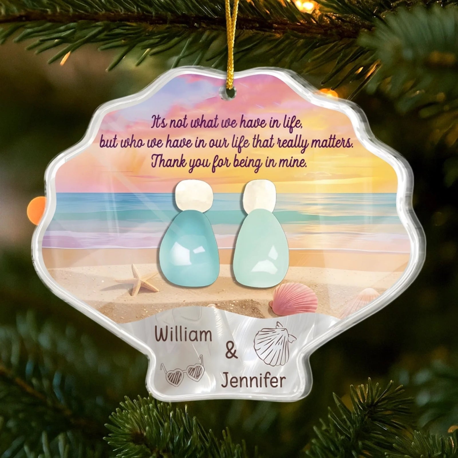 Thank You For Being In Mine - Personalized Acrylic Ornament - Christmas Gift For Couple