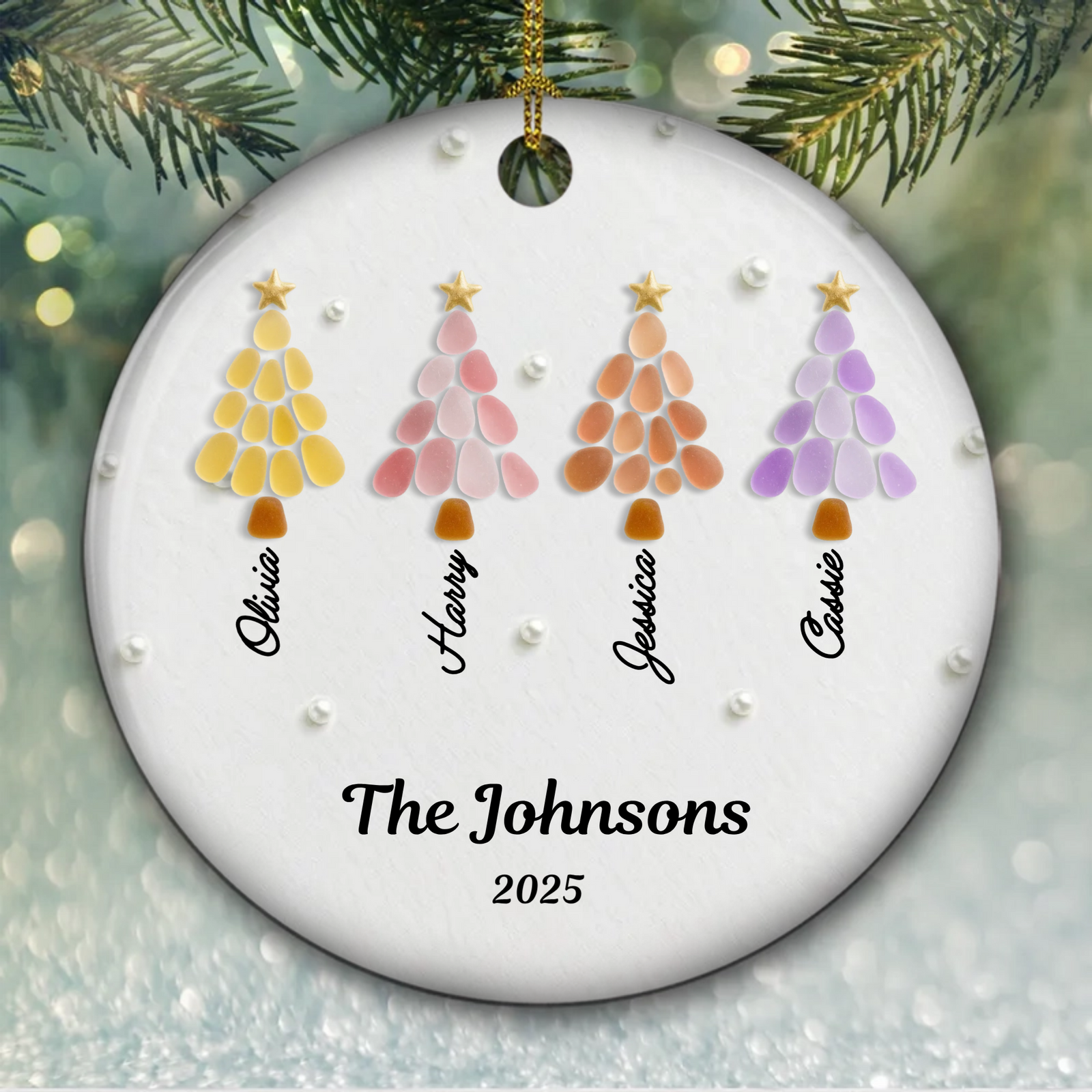 3D Effect Family Fir Trees - Personalized Ornament - Christmas Gift For Family