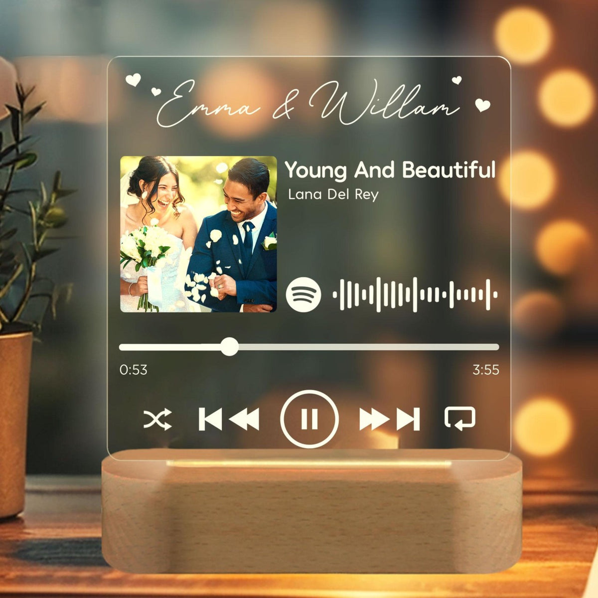 Custom Song Couple Night Light, Our Love Story Gift, Anniversary Gifts, Romantic Gift For Couple, Valentines Day Gift For Couple