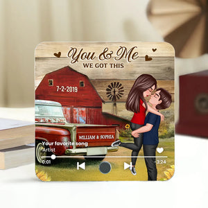 Couple Hugging Kissing Vintage Truck Farmhouse Personalized Music Fridge Magnet, Anniversary Gift For Him, For Her