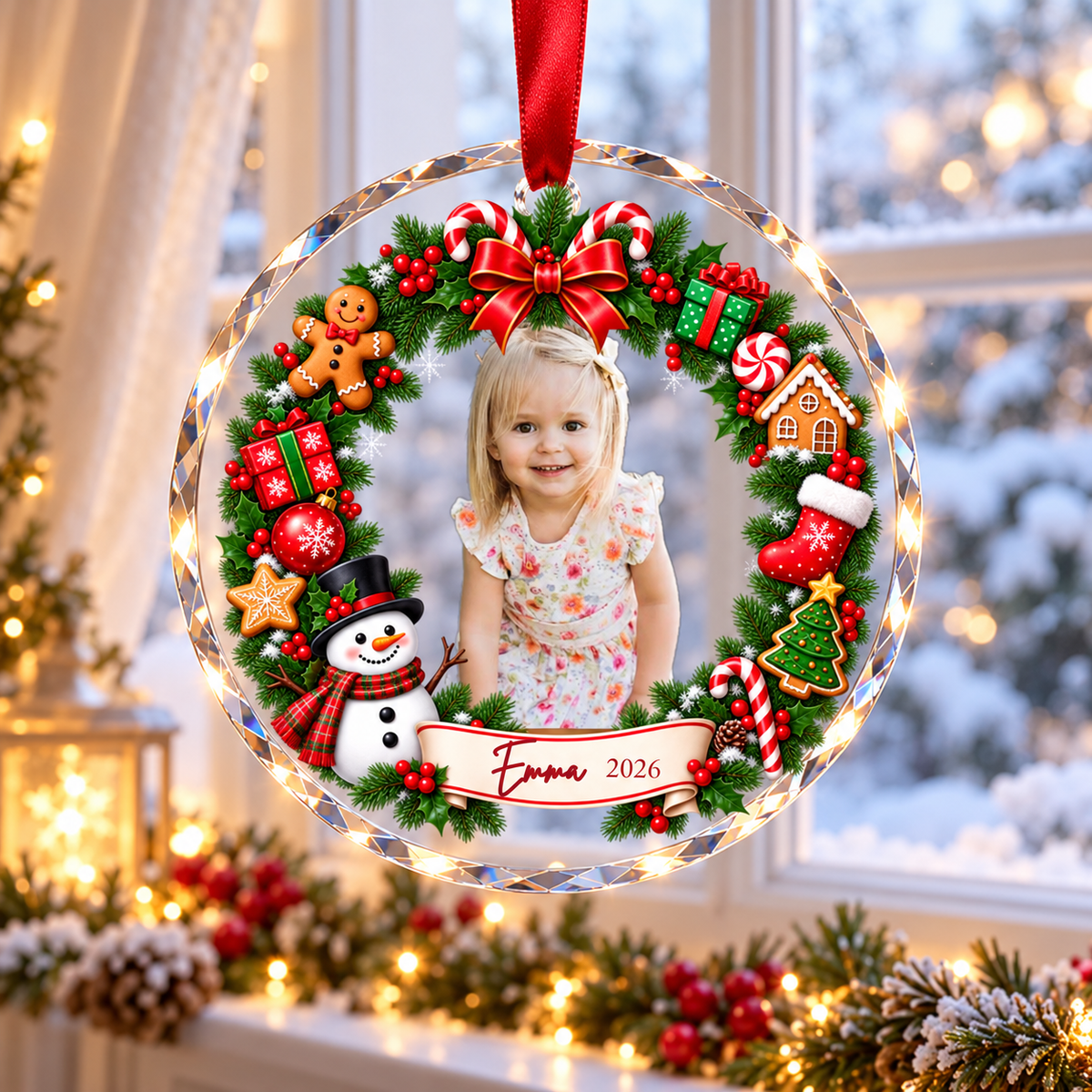 Custom Kids Photo Ornament, Personalized Picture Hanging Ornament, Kids Name Christmas Gift, Photo Keepsake Ornament, Baby Photo Ornament