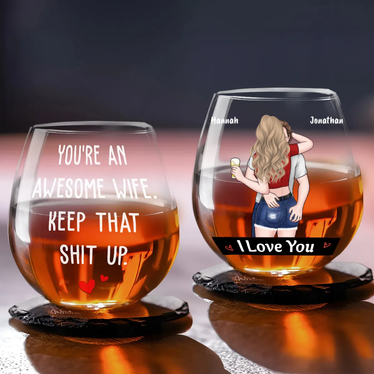 You're An Awesome Wife - Personalized Wine Glass - Valentine's Day Gift For Couple