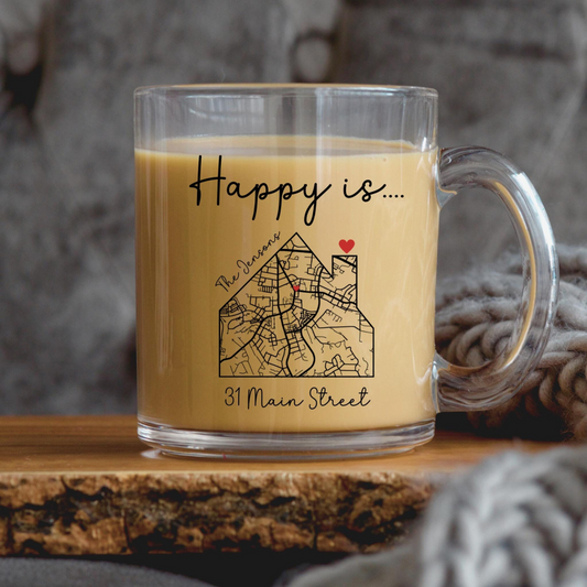 Housewarming personalized glassmug, Custom new home glass mug, first home gift for couple, closing gift