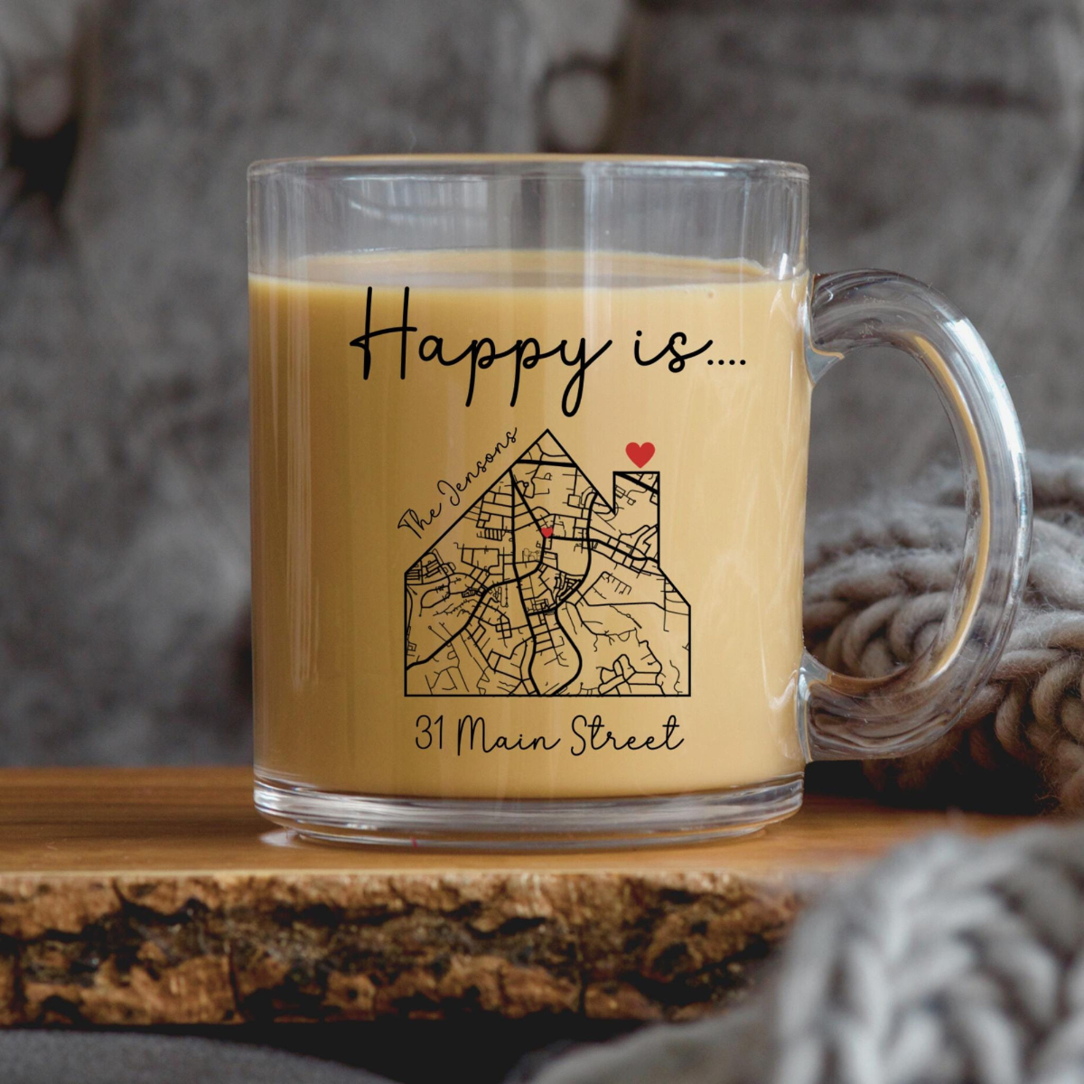 Housewarming personalized glassmug, Custom new home glass mug, first home gift for couple, closing gift