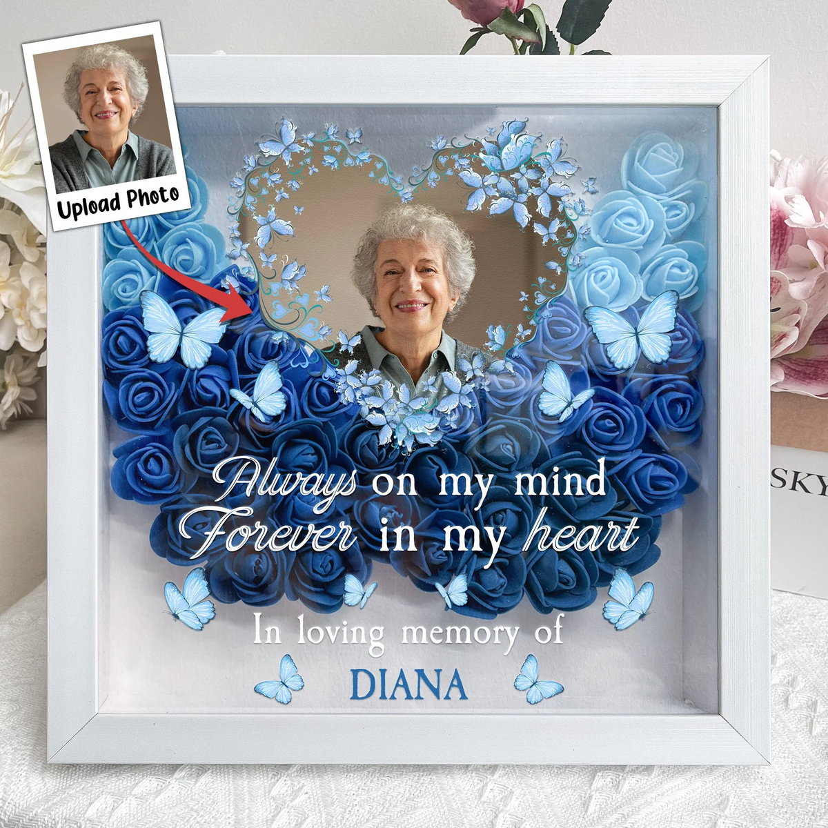 Always On My Mind Forever In My Heart - Custom Flower Frame Box - Memorial Mother Gift