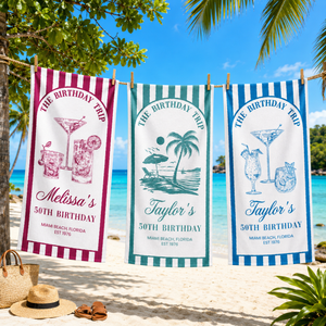 Custom Birthday Trip Beach Towel, Coastal Trip, Custom Beach Towel, Birthday Trip Towel, Birthday Gift for Mom,Vacation/Birthday Gift Idea