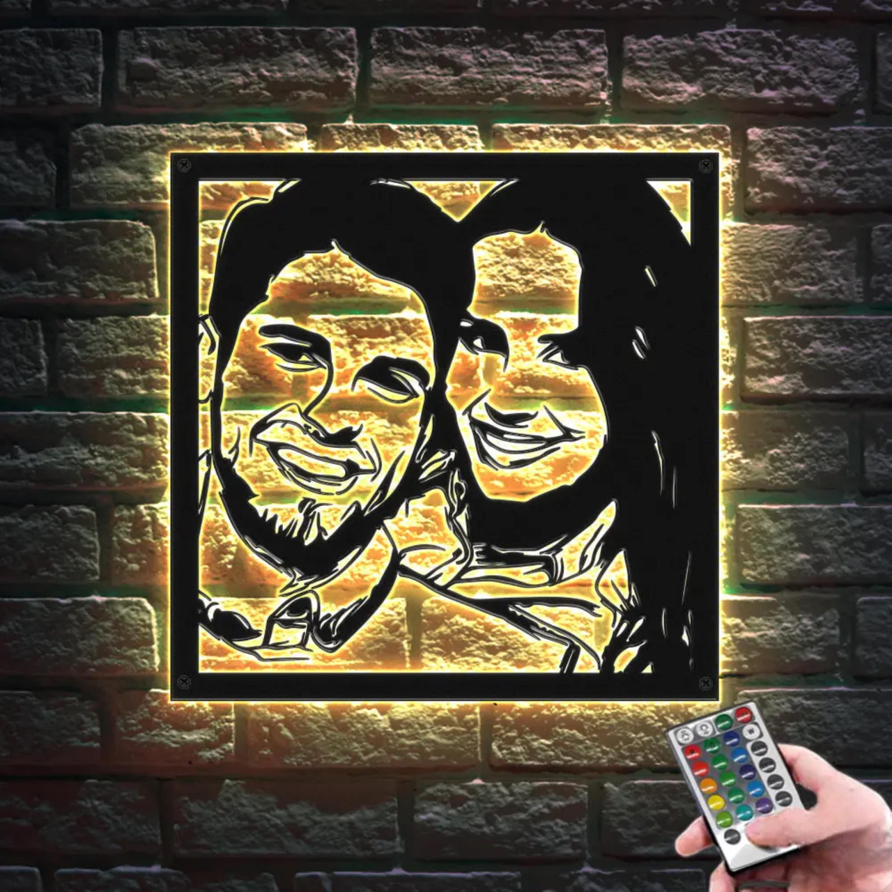Personalized LED Wall Art Metal Frame for Bedroom, Custom Photo Portrait Colored Light Sign, Home Decor Gift For Couple