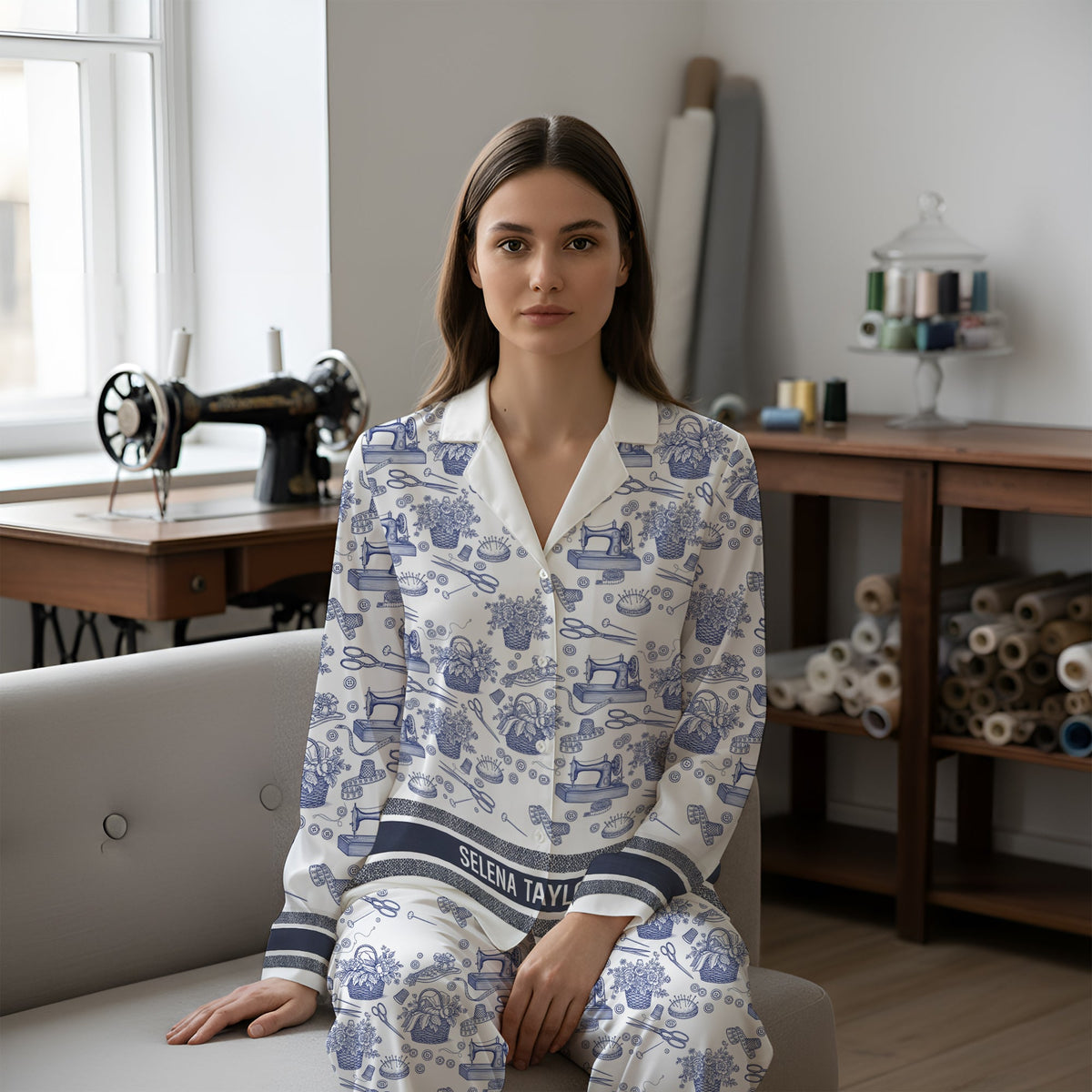 Toile de Jouy Sewing - Personalized Pyjamas - Christmas Gifts for Sewing Lovers, Tailors