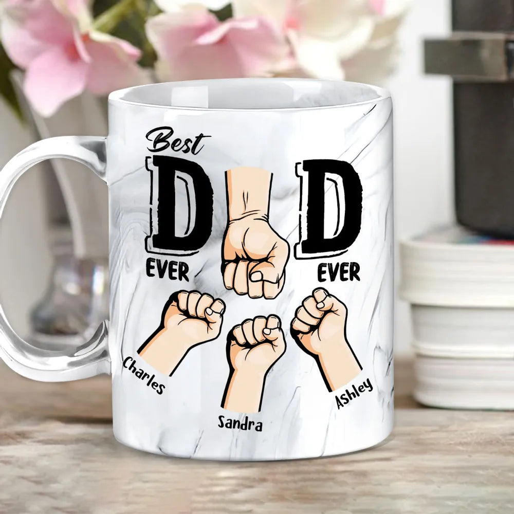 Best Dad Ever Ever Ever - Personalized Marble Mug - Gift For Dad, Papa, Father's Day Gift