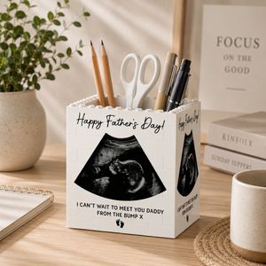 Dad To Be Gift From The Bump, Father's Day Building Block Pen Holder, First Fathers Day Gift For New Dad, Ultrasound Keepsake, New Baby Gift