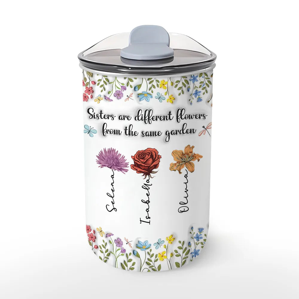 Sisters Are Different Flowers From The Same Garden - Personalized Tumbler 10oz - Gift For Sisters, Besties