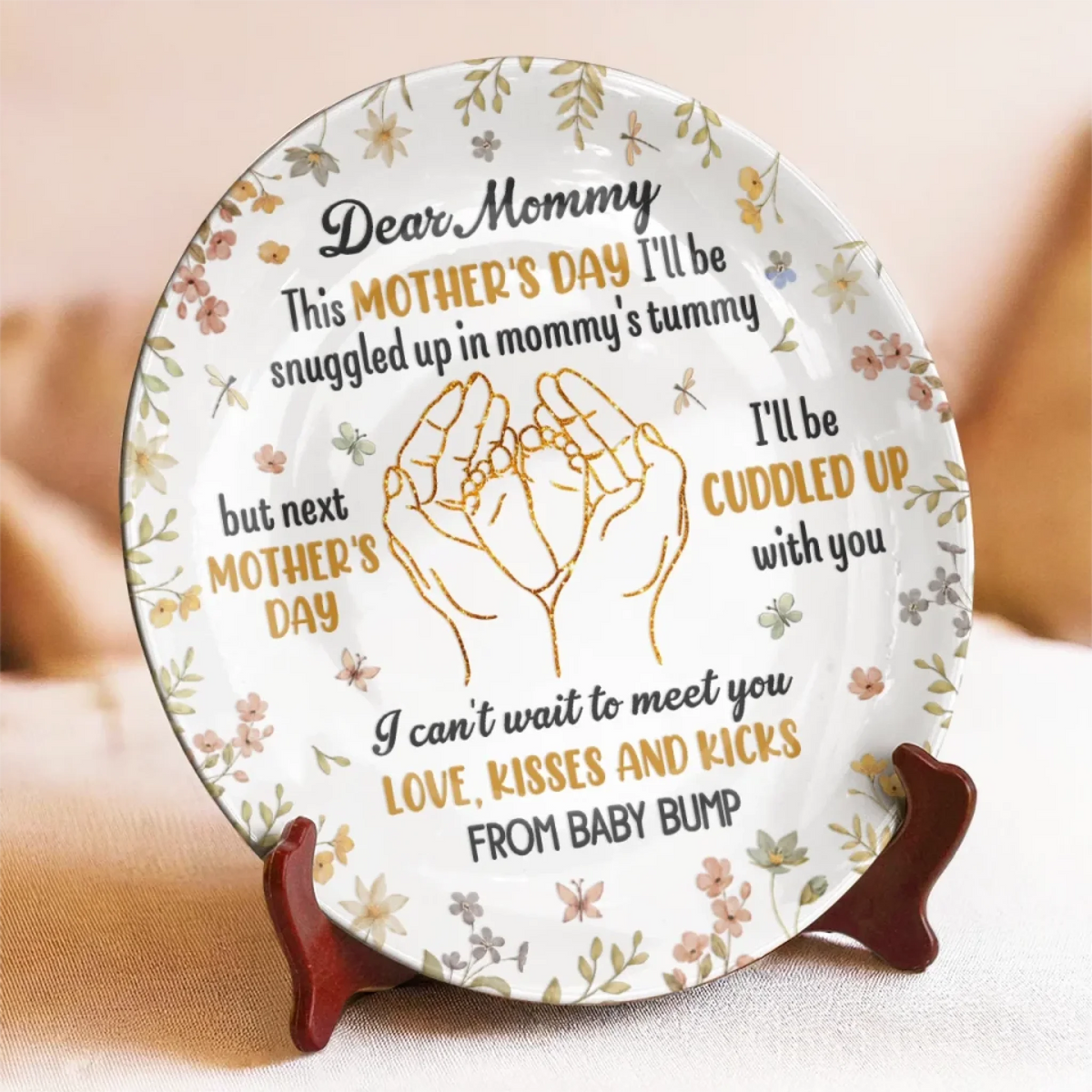Mommy, I Can t Wait To Meet You - Personalized Ceramic Plate - Baby Shower Gift, Gift For First Mom