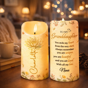 To My Granddaughter You Stole My Heart, Personalized LED Flameless Candle, Gift For Granddaughter