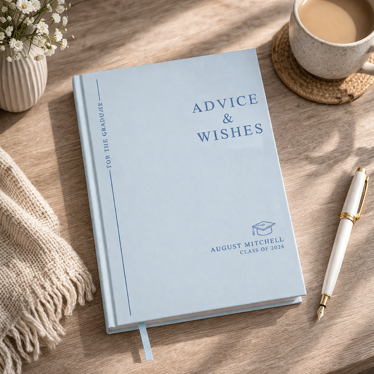 Advice & Wishes Graduation Book - Class of 2026 - Personalized Graduate Guest Book - His or Her Memory Keepsake