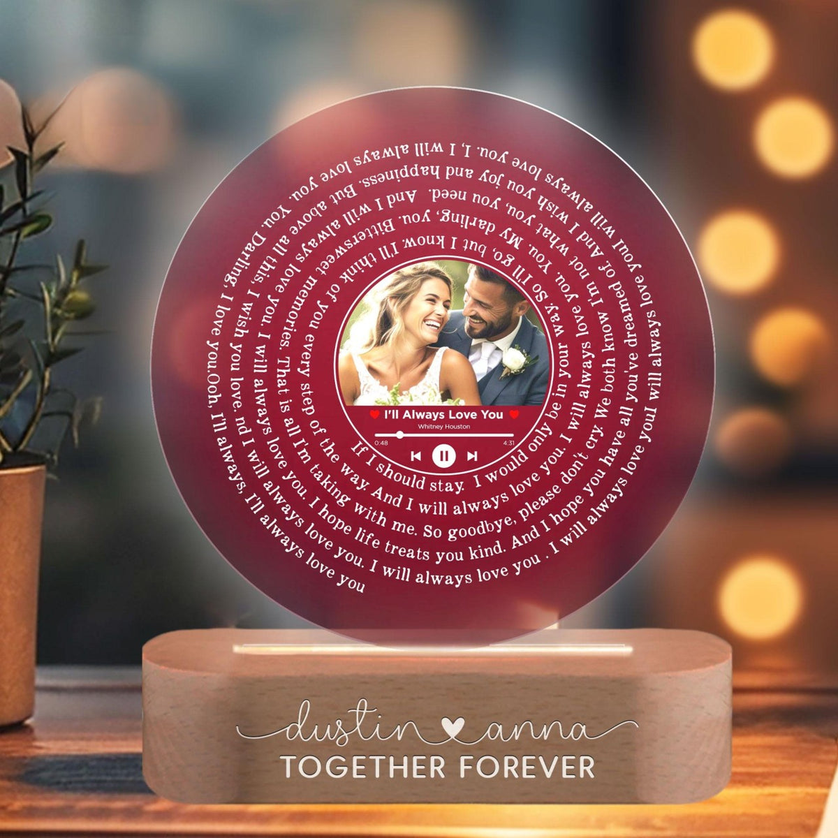 Music Couple Night Light Custom Photo, Anniversary Gifts, Romantic Gift For Couple, Valentines Day Gifts for Him, Gift for Her