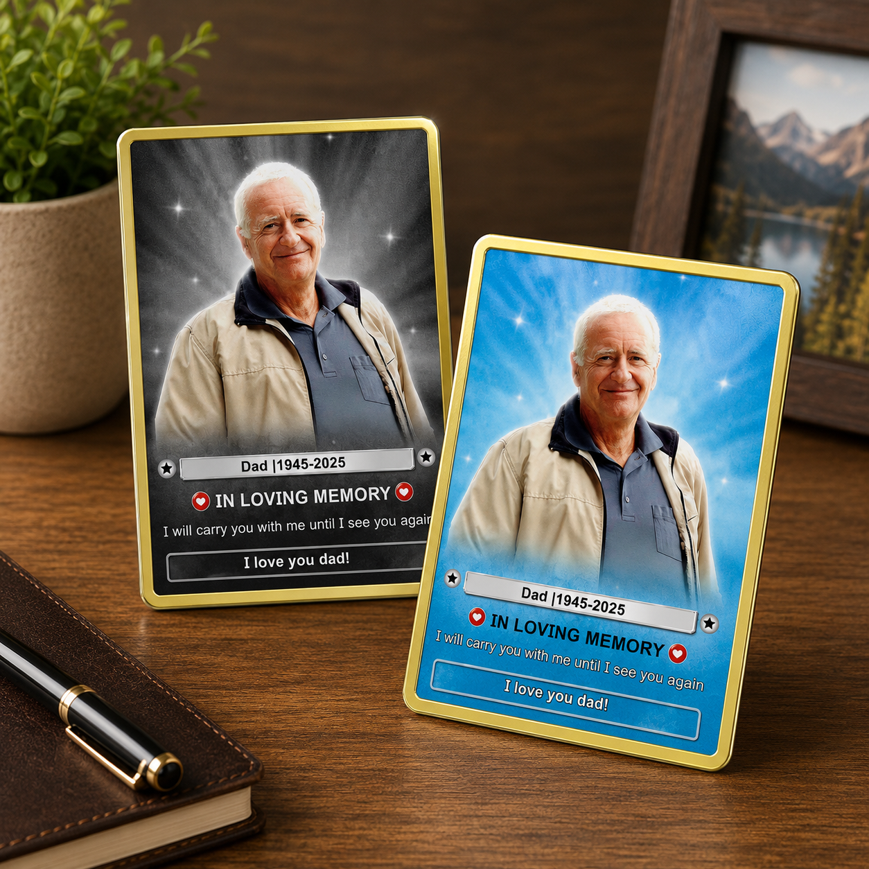 Custom Memorial Card, Dad Memorial Photo Keepsake, Fathers Day Gift For Him, Memorial Gift Card, Loss Of Dad Grandpa Gift