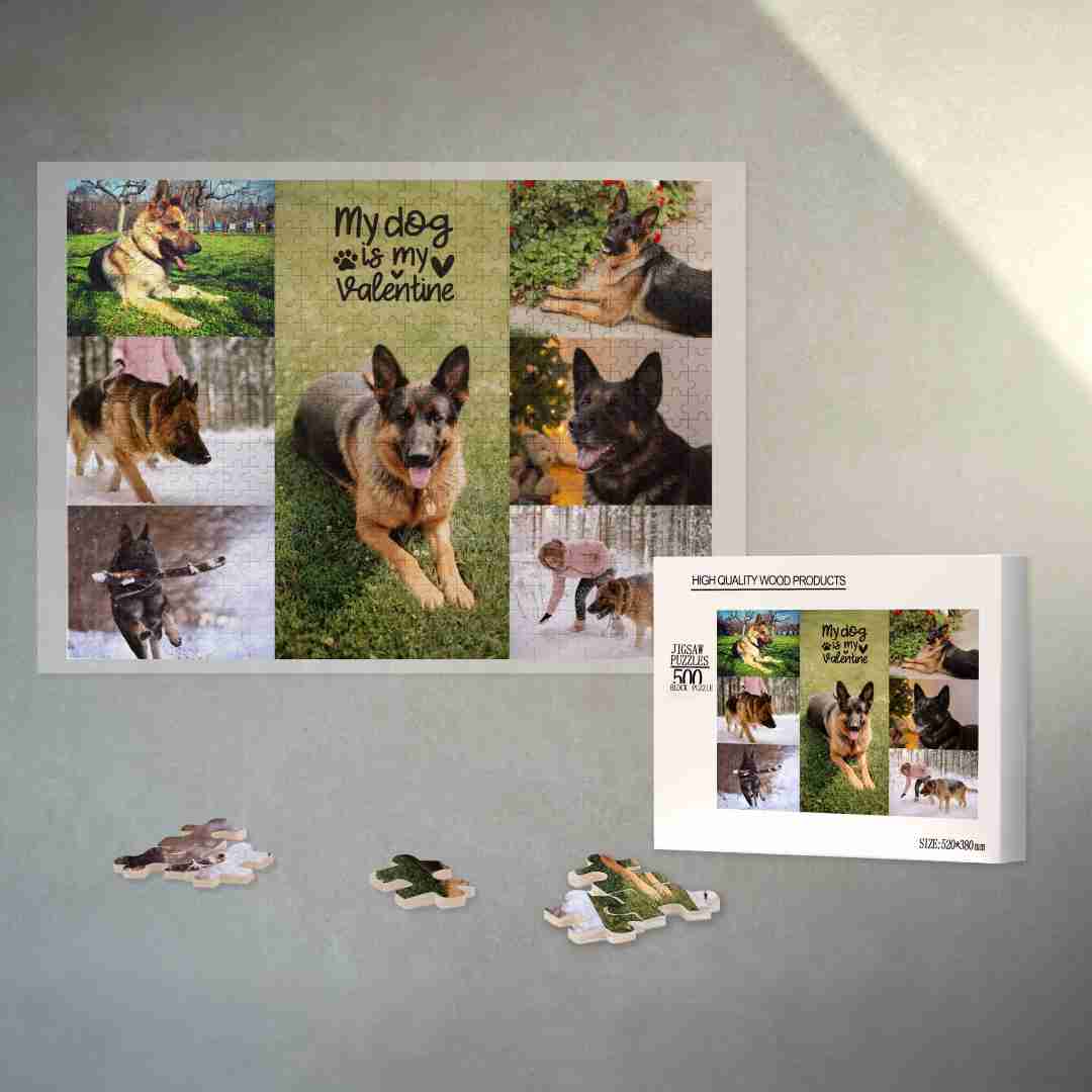 Photo Collage Puzzle, Custom Text Jigsaw Puzzle, Transform Your Dearest Memories into Jigsaw Puzzle, Wood Puzzle for Dog Cat Owner, Pet Lovers