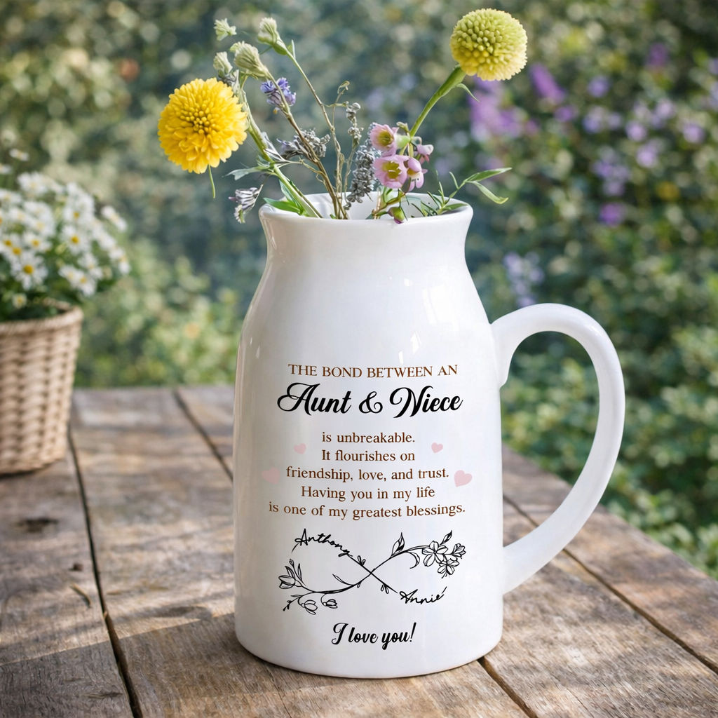 The Bond Between An Aunt & Niece Is Unbreakable, Personalized Flower Vase, Gift For Aunt, Mother's Day Gift