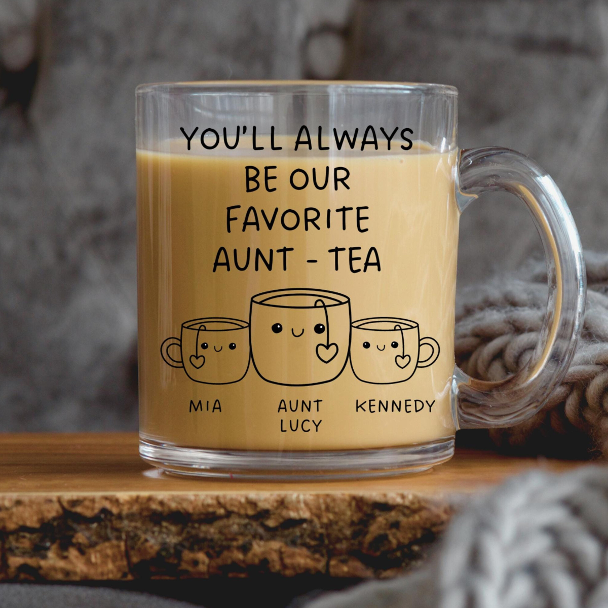 Our favorite Aunty personalized gift, custom best Aunt mug, Auntie birthday present