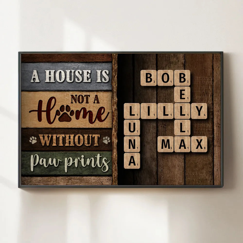A House Is Not A Home Without Paw Crossword Puzzle - Personalized Canvas - Gift For Family, Gift For Pet Lovers