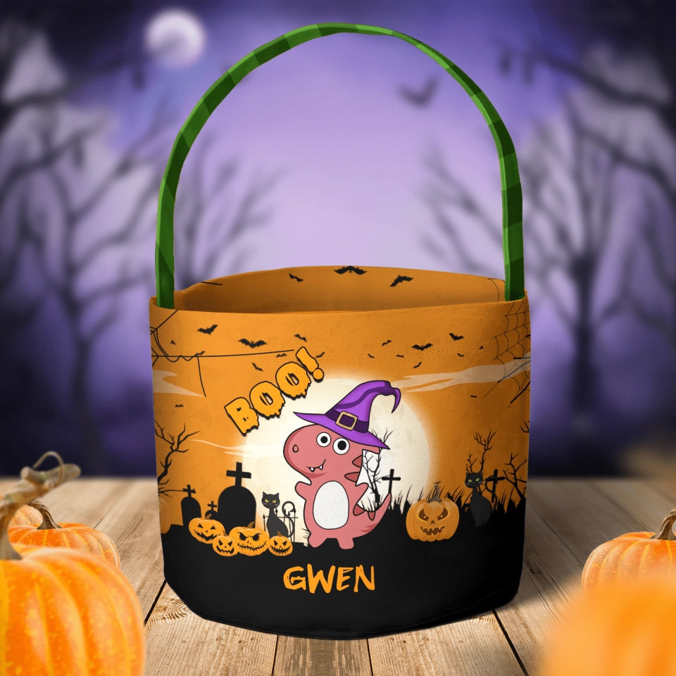Halloween Boo! - Personalized Halloween Fabric Basket - Halloween Gift For Kids