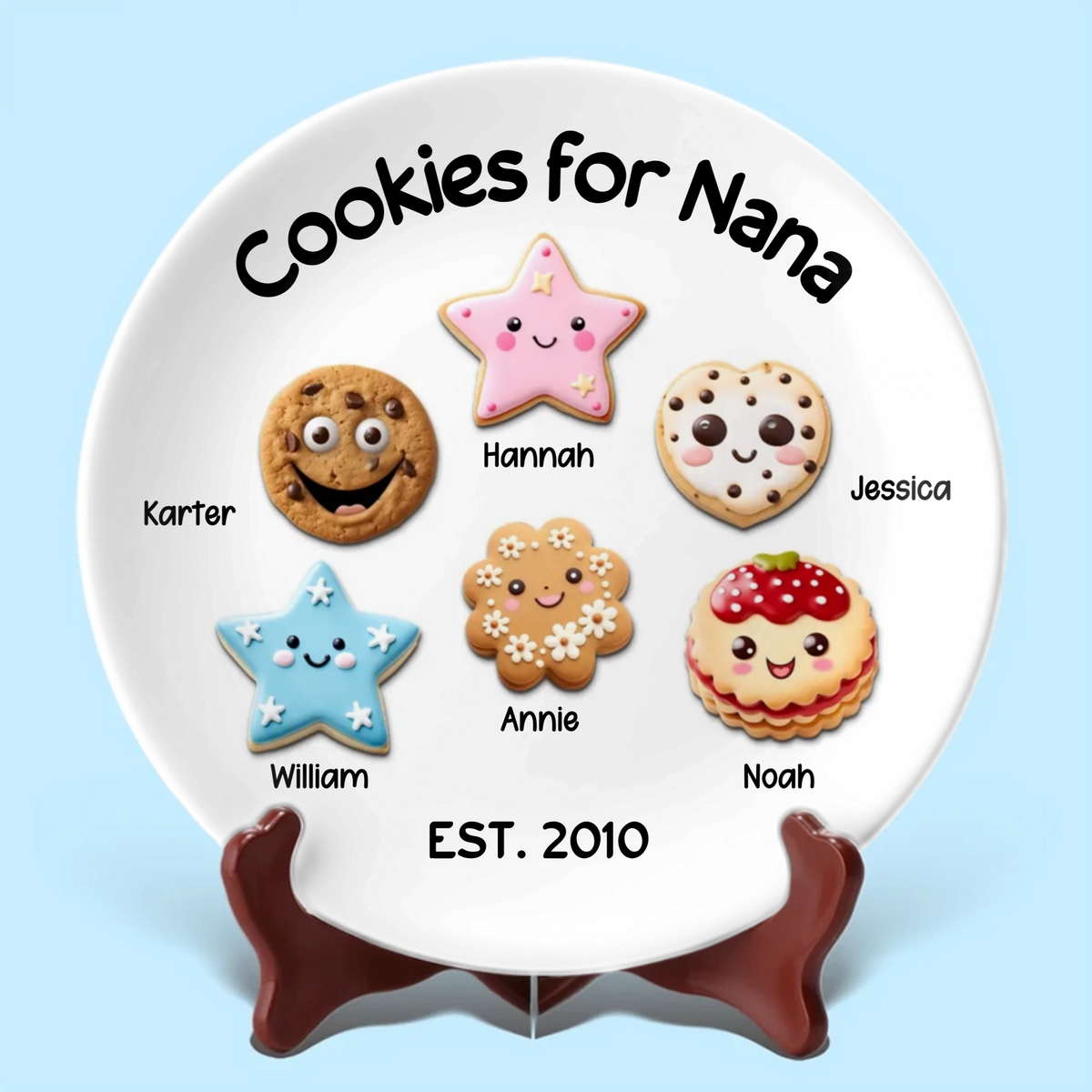 Cookies For Mom Grandma - Personalized Ceramic Plate - Gift For Mom, Grandma, Christmas or Birthday Gift