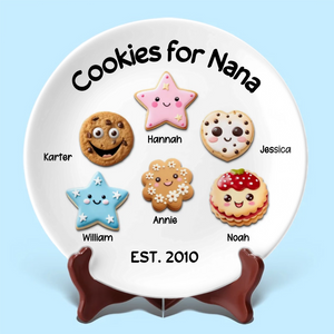 Cookies For Mom Grandma - Personalized Ceramic Plate - Gift For Mom, Grandma, Christmas or Birthday Gift