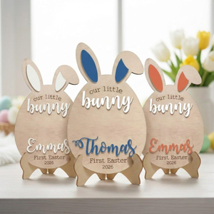 Custom Easter Bunny Footprint Sign, Baby's First Easter Footprint Sign, My First Easter Craft Bunny Footprint Easter Keepsake Board For Baby