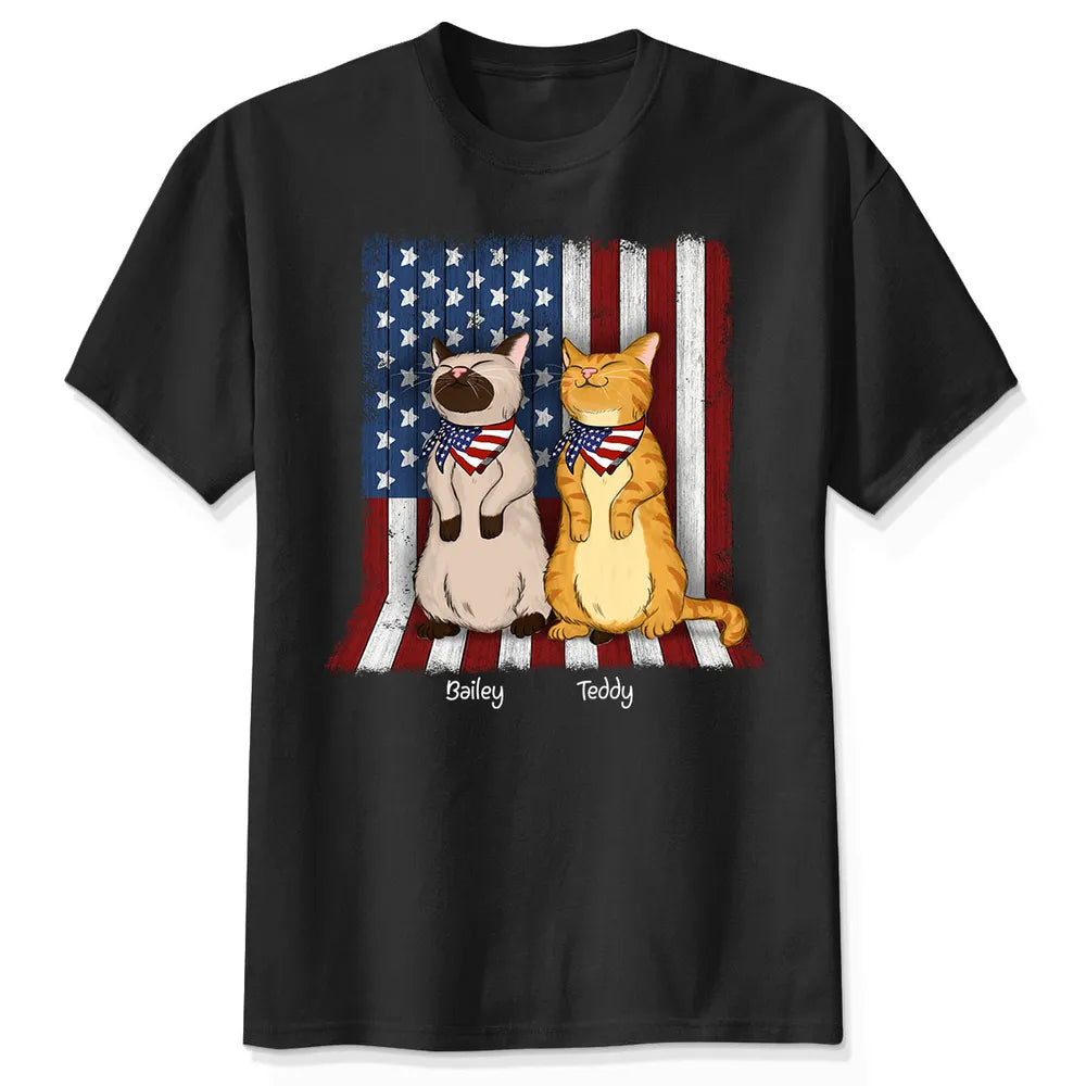 Nation Flag Standing Cat - Personalized Apparel - 4th Of July Independence Day Gift For Cat Mom, Cat Dad