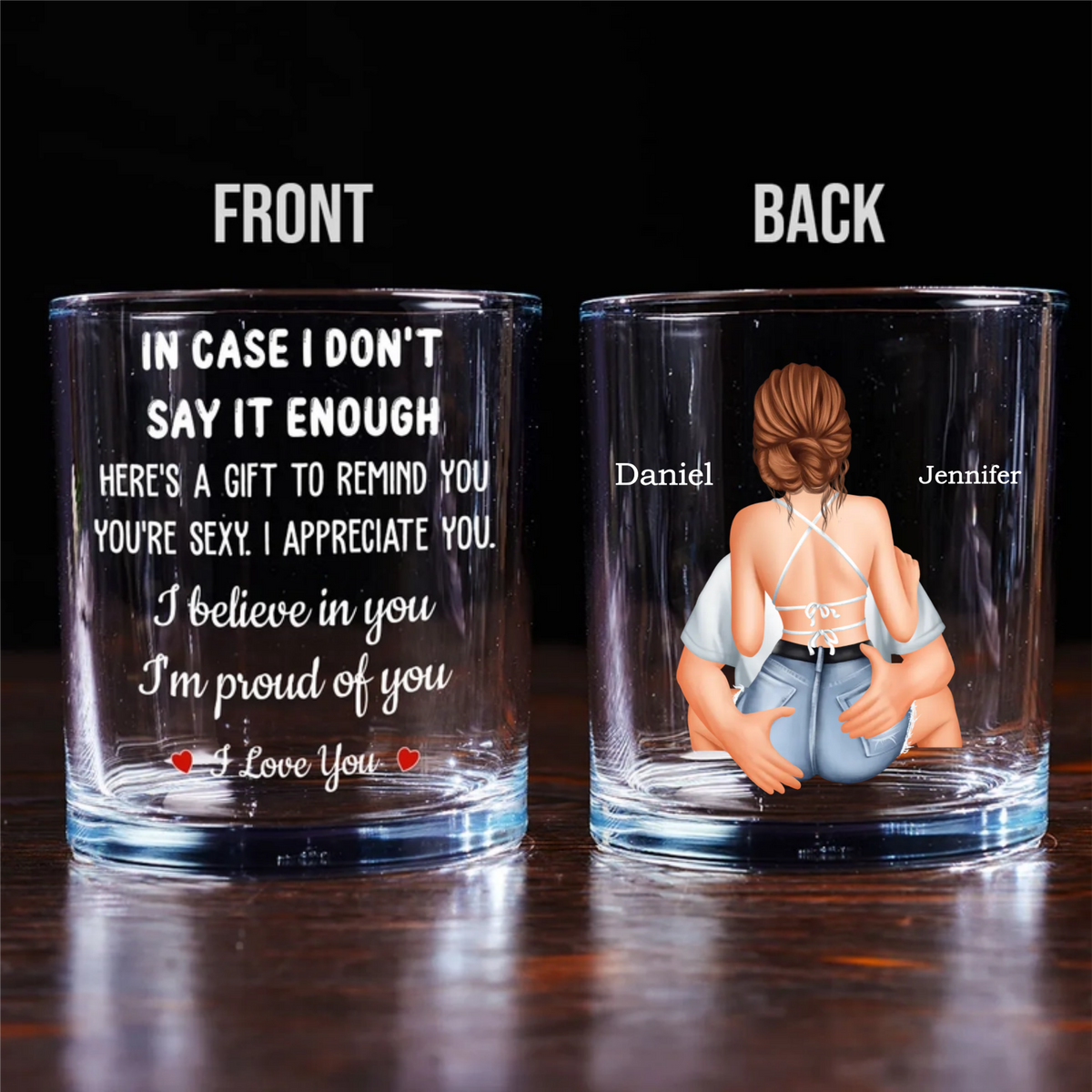 In Case I Don't Say It Enough - Personalized Whiskey Glass - Anniversary Gift, Valentine's Day Gift For Couple