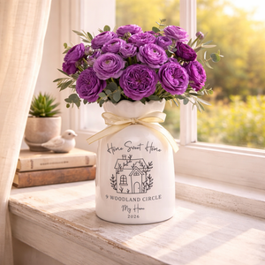 Personalized New Home Vase, Housewarming Gift, Custom Address Vase, First Home Gift for Couple, New House Gift, Home Sweet Home Vase